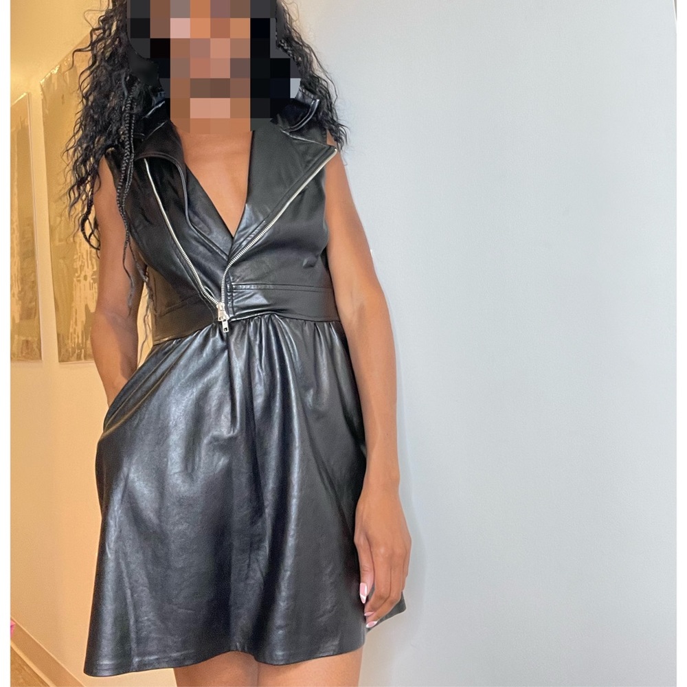 Black Faux Leather dress with silver hardware